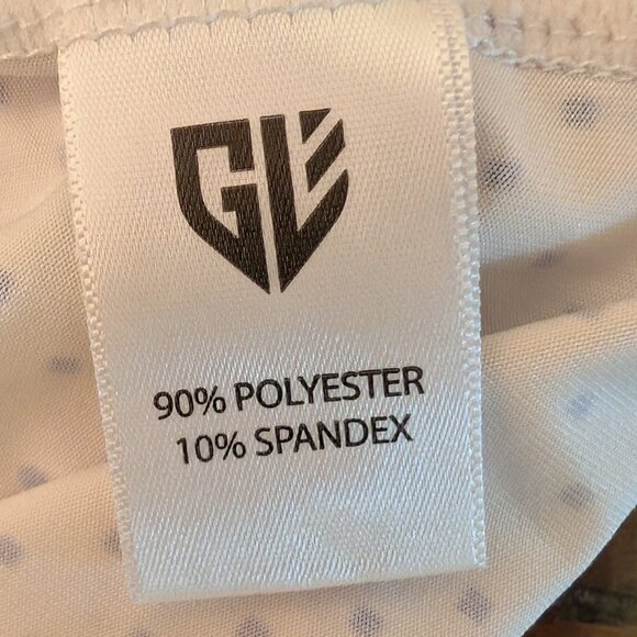 Graham Luxe Golf Polo White/Blue Dots and Collar Performance Size Large - Picture 12 of 13